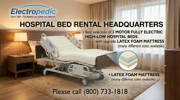 Electropedic rents 3-motor high-low hospital beds